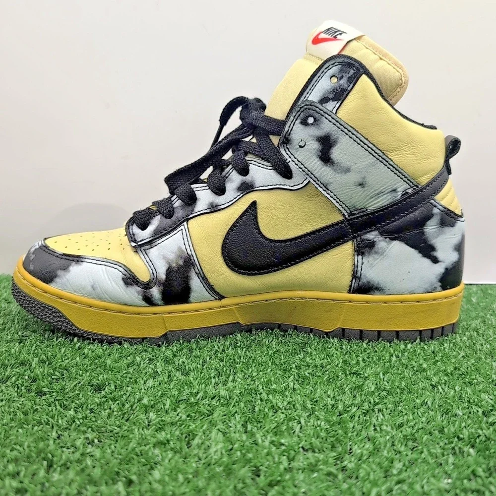 Nike Dunk‎ 1985 High Black Acid Wash Shoes Men's Size 9.5 Medium Yellow Sneakers